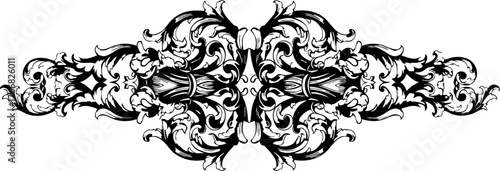 Elegant black and white flourish design adding sophisticated vintage charm to any creative project or decorative element