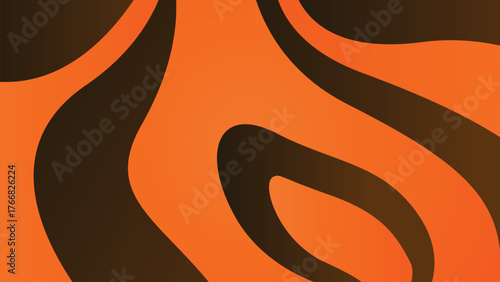 Bold abstract background with flowing orange and dark brown wavy shapes, creating a warm, dynamic, molten-like effect. Perfect for posters, branding, digital art, and energetic modern graphic themes.