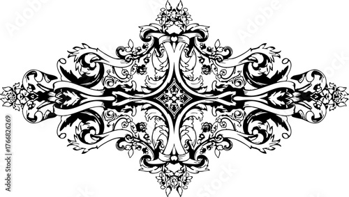 Elegant vintage ornate flourish design element for decorative invitations, borders, and sophisticated branding projects