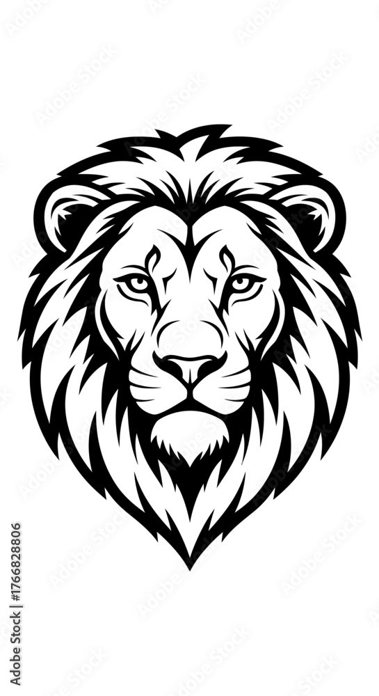 Fototapeta premium Majestic lion head portrait, powerful and focused gaze.