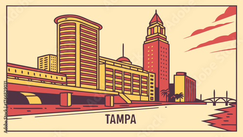 Tampa skyline vector showcases the beautiful cityscape of tampa, florida in a stylish and digital format. Ideal for travel brochures and citythemed designs.