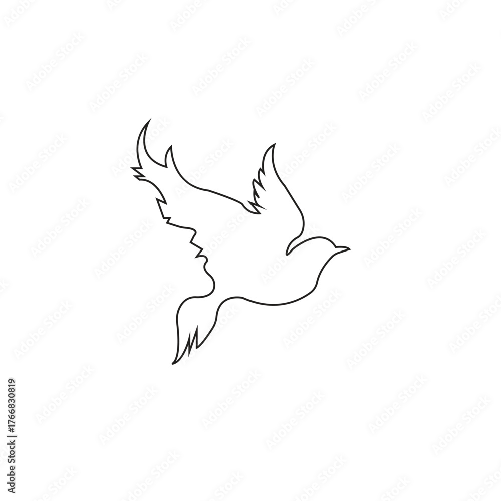 Naklejka premium Flight Of Freedom One Line Art