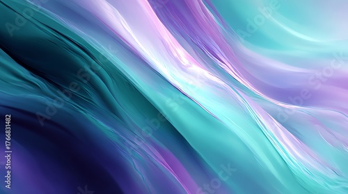 Fluid Waves Background in Light Aqua, Deep Purple with Smooth Gradient Texture