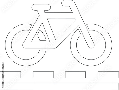 Vector art of white bicycle icon on gray background representing cycling path or bike lane