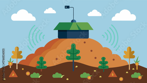 A compost pile cover equipped with sensors that detect and release moisture as needed helping maintain optimal moisture levels and prevent erosion.. Vector illustration