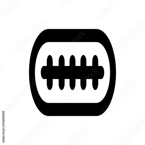 Illustration of a black and white usb type c port connector with visible pins and rounded rectangular shape