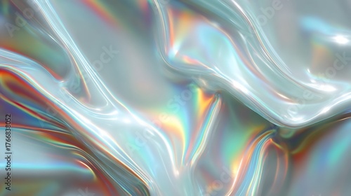 Holographic Surface Iridescent Texture Shiny Abstract Reflective Liquid Waves Artwork