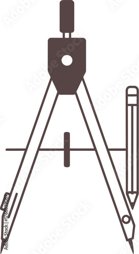 Vector art of vintage drawing compass with pencil for geometry