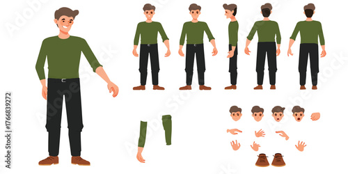 Character Design Man Standing and Various Poses