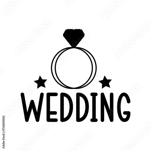 Wedding typography design on plain white transparent isolated background for card, shirt, hoodie, sweatshirt, apparel, tag, mug, icon, poster or badge