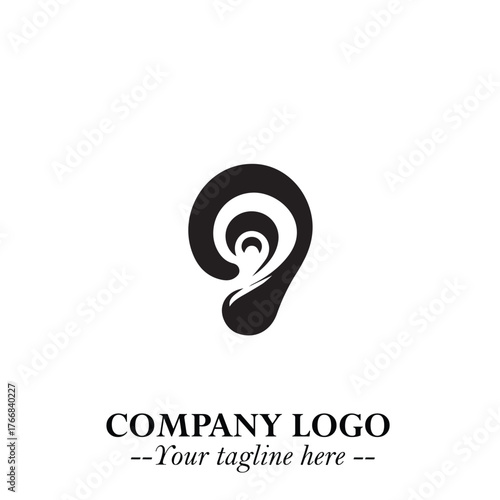 Elegant Ear Logo Symbol in Black on White Background with Minimalist and Modern Design