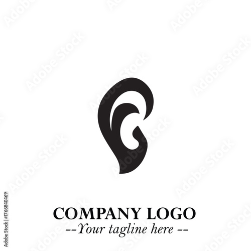Elegant Ear Logo Symbol in Black on White Background with Minimalist and Modern Design