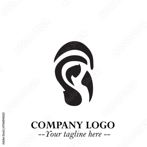 Elegant Ear Logo Symbol in Black on White Background with Minimalist and Modern Design