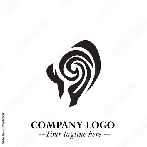 Elegant Ear Logo Symbol in Black on White Background with Minimalist and Modern Design