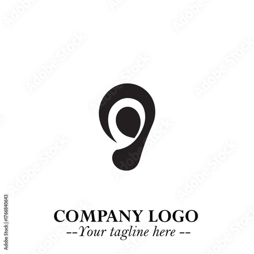 Elegant Ear Logo Symbol in Black on White Background with Minimalist and Modern Design