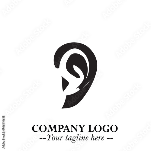 Elegant Ear Logo Symbol in Black on White Background with Minimalist and Modern Design