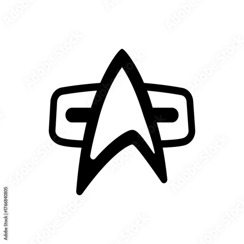 Stylized delta symbol with rounded rectangular shapes flanking it in a symmetrical black and white design