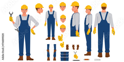 Construction Worker Character Set for Design Projects