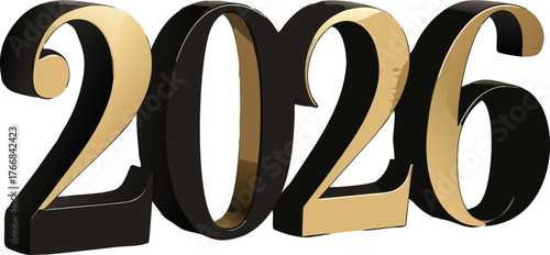 Elegant 2026 new year design with gold accents celebrating future success and prosperity