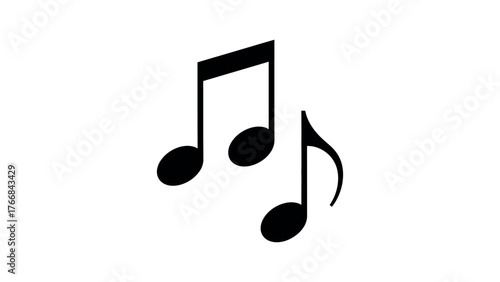Black Musical Notes on White Background symbols sound