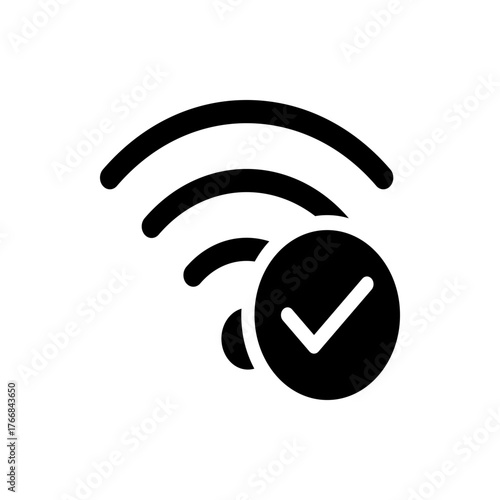 Wifi icon with three curved lines and a checkmark inside a circle indicating a successful connection status