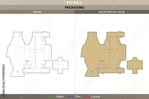 Fish-shaped hanging box dieline crafted in vector layout professional printing setup and reinforced packaging structure with precise die line panels for creative product display.