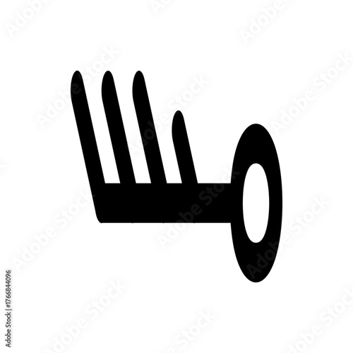 Illustration of a weather symbol indicating a strong wind with three and a half barbs attached