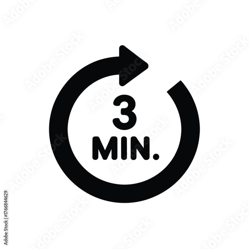 Circular arrow icon indicating three minute time limit or duration