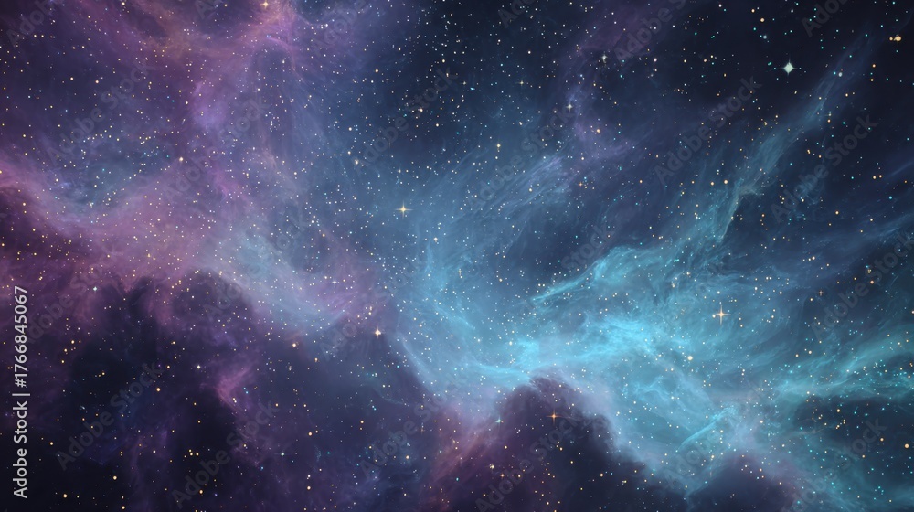 Fototapeta premium Vibrant cosmic nebula filled with stars and vivid colors in deep space