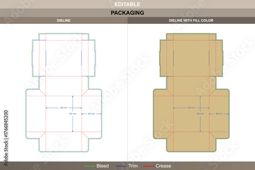 Flip top rectangle packaging box dieline built in vector design professional printing setup and durable packaging structure with defined die line panels for product safety
