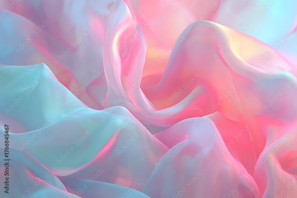 Obraz premium Translucent Fabric Abstract Pastel Color Blend Light Texture Soft Silk Waves