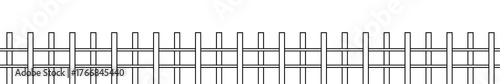 Clean black and white fence vector illustration showing simple geometric railing design, perfect for minimalist artwork, farm or garden layouts, architecture plans, or boundary design concepts.