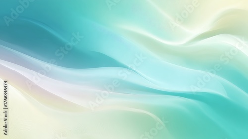 Abstract Soft Wave Form Teal and Beige Gradient Smooth Flowing Texture