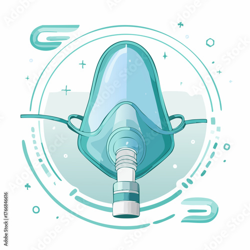 Medical oxygen mask illustration healthcare emergency and respiratory support
