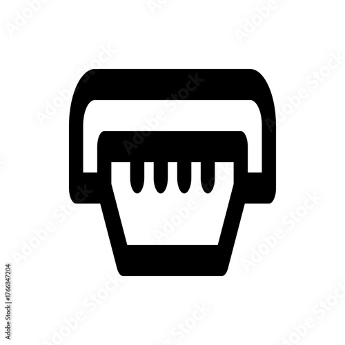 Illustration of a usb micro b connector with a black outline on a white background in a simple style