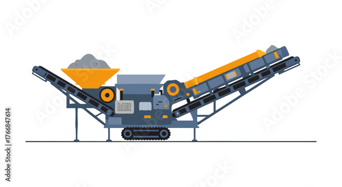 Heavy duty industrial rock crusher machine for construction material processing.