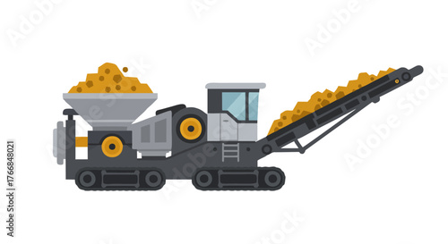 Mobile tracked conveyor machine for agricultural or mining industry.