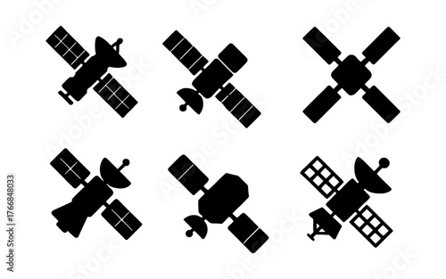 Collection of satellite silhouettes in various designs
