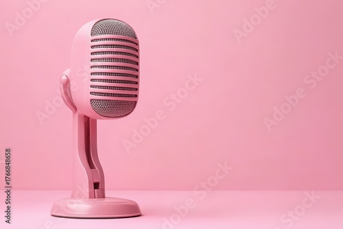 pink retro microphone minimalist podcast cover.
