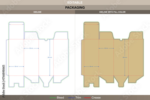 Gift box dieline in a clean vector layout for professional printing and classic packaging look with well aligned fold points and accurate die line structure for a smooth finish