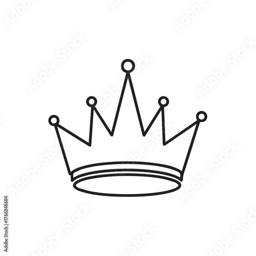A minimalist line drawing of a royal crown, representing power, leadership, and status, perfect for design projects