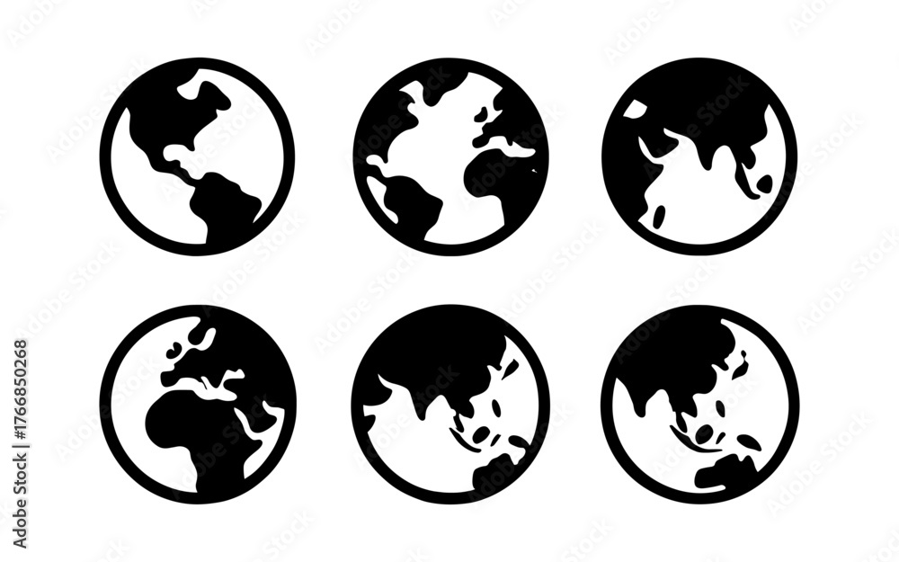 Obraz premium Silhouette earth globes showing different continents