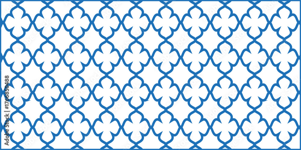 Fototapeta premium Seamless pattern bermotif bunga biru tua dan biru muda dengan background putih