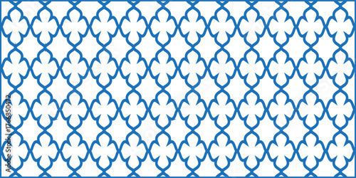 Seamless pattern bermotif bunga biru tua dan biru muda dengan background putih