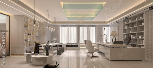 modern working office interior, 3d render