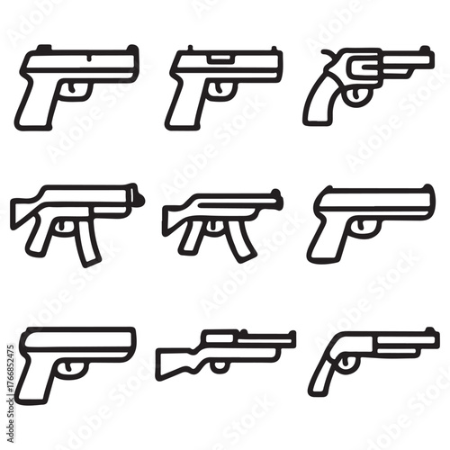 gun and pistol set vector illustration