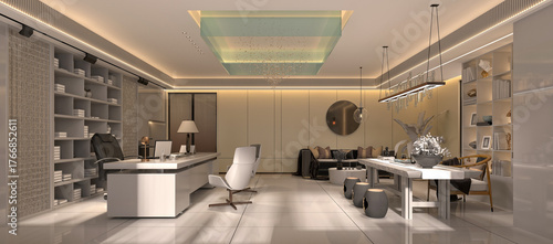 modern working office interior, 3d render