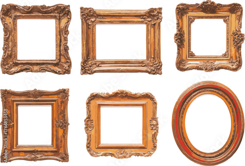 Vector art of collection of ornate picture frames, vintage style