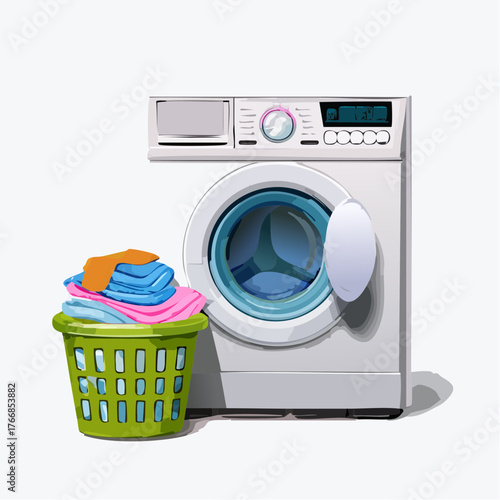 Waschmaschine mit Wäschekorb