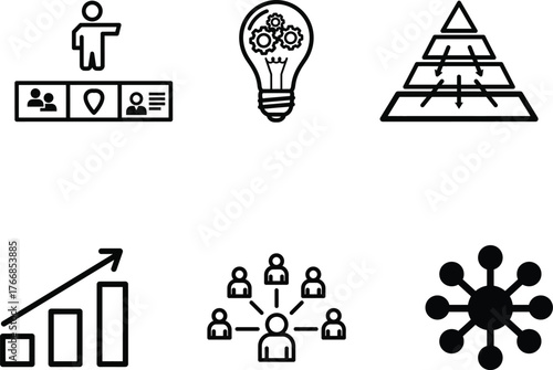 Collection of business and finance related vector icons symbols and illustrations